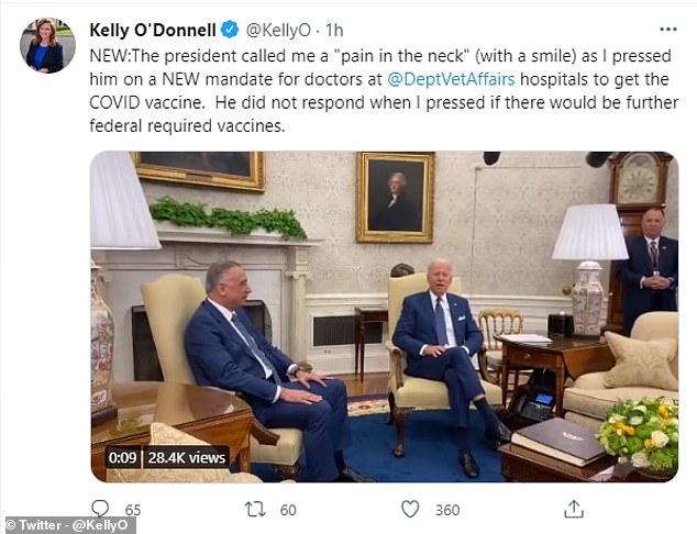 Biden calls NBC News reporter Kelly O’Donnell ‘ache in the neck’ for asking about VA vaccine mandate